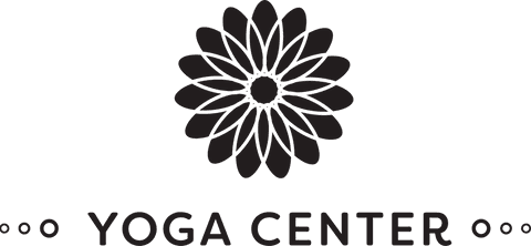 Yoga Center Logo with Black Flower on Transparent Background