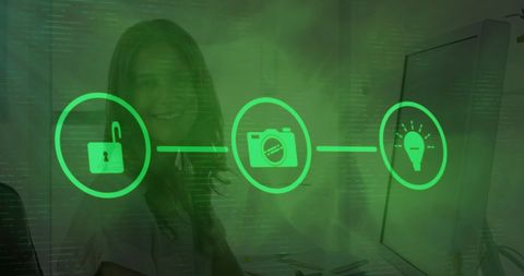 Digital Security Concepts with Woman Using Computer