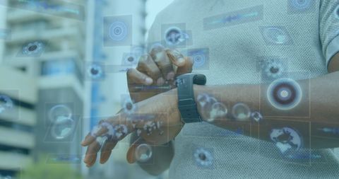Smartwatch Technology with Digital Interface Holograms - Download Free Stock Images Pikwizard.com