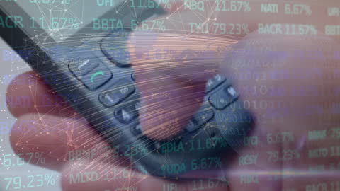 Vintage Cell Phone with Financial Data Overlay Concept