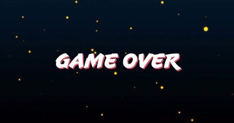 Game over text with neon particles on dark futuristic background