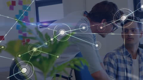 Modern Office Team Collaborating on Digital Network Project