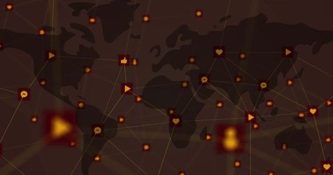 Global Digital Network Representation with Communication Icons - Download Free Stock Images Pikwizard.com