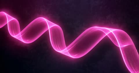 Neon Pink Waveform Ribbon Oscillating over Dark Background