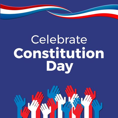 Celebrate Constitution Day with Patriotic Design and Raised Hands - Download Free Stock Templates Pikwizard.com