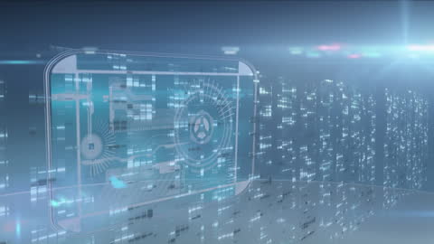 Futuristic Digital Interface with Data Flow Animation