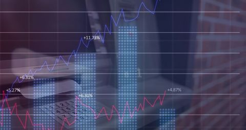 Digital Financial Chart Overlay on ATM Machine