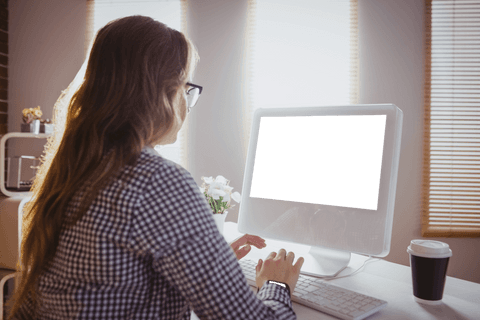 transparent computer display with businesswoman in office - Download Free Stock Videos Pikwizard.com