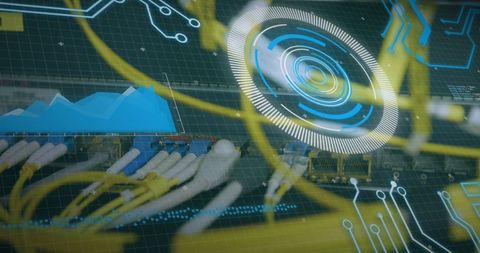 Data Visualization Overlay on Computer Networking Scene - Download Free Stock Images Pikwizard.com