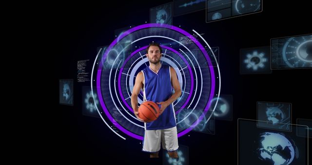 Basketball Player in Virtual Digital Interface Environment - Download Free Stock Images Pikwizard.com