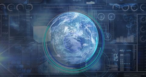 Digital Globe Overlay in Data Center Environment - Download Free Stock Images Pikwizard.com