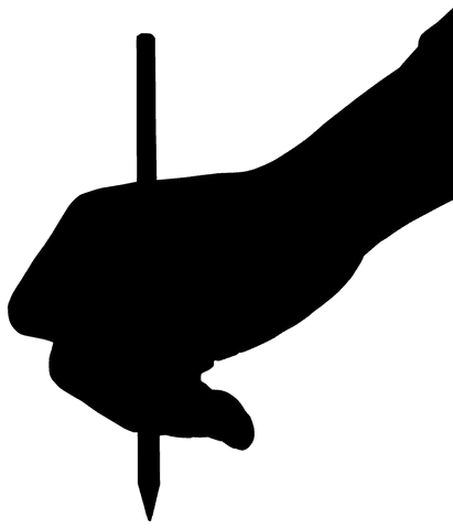 Transparent Silhouette of Hand Holding Pencil