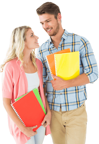 smiling couple with notebooks on transparent background - Download Free Stock Videos Pikwizard.com
