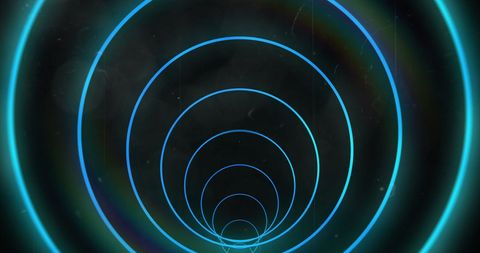 Glowing Neon Blue Abstract Tunnel with Radiating Circles - Download Free Stock Images Pikwizard.com