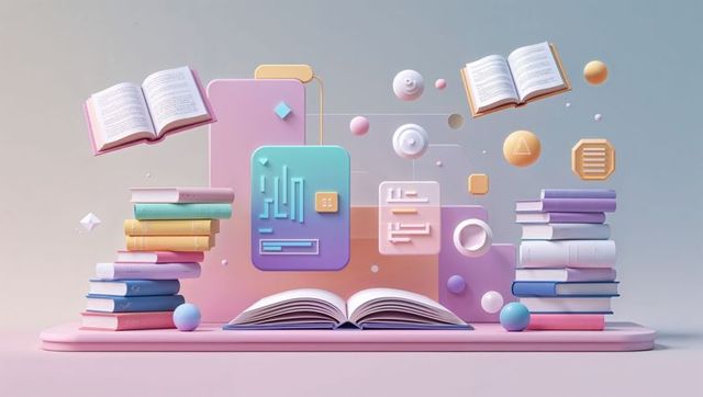 Floating Books with Levitating Pages and Digital Elements