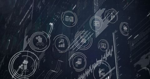 Futuristic Data Analytics Visualization with Floating Icons - Download Free Stock Images Pikwizard.com