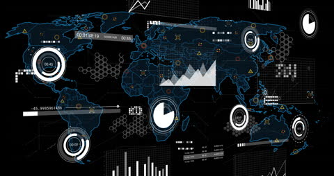 Animated World Map Displaying Financial Data and Analytics
