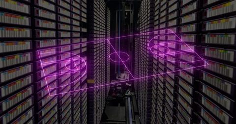 Futuristic holographic sports court in digital data archive