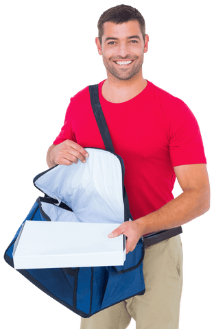happy delivery man with fresh pizza in transparent background - Download Free Stock Videos Pikwizard.com