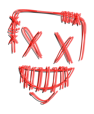 Abstract neon scribble face expression transparent design