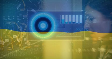 Flag of Ukraine with Futuristic Digital Data Interface Overlay - Download Free Stock Images Pikwizard.com