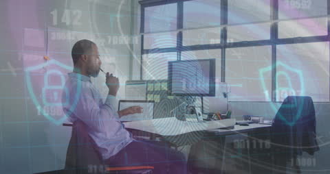 Businessman Analyzing Digital Data at Modern Workspace