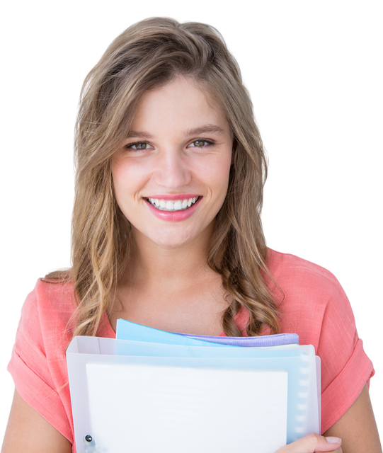 Smiling Woman Holding Notebooks Against Transparent Background - Download Free Stock Videos Pikwizard.com