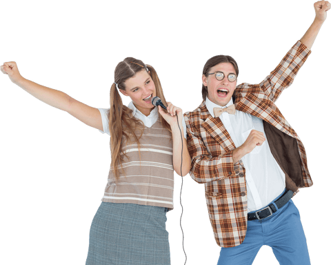 joyful couple celebrating singing on transparent background - Download Free Stock Videos Pikwizard.com