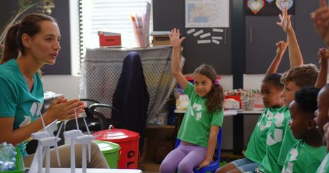 Teacher Engaging Diverse Students in Environmental Discussion - Download Free Stock Images Pikwizard.com
