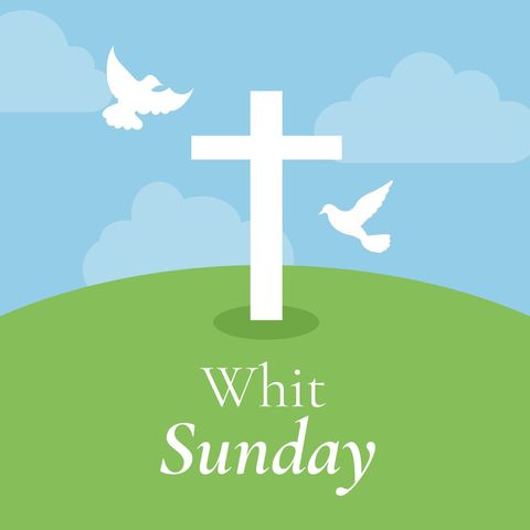 whit sunday celebration with cross and doves - Download Free Stock Templates Pikwizard.com