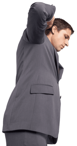 Pensive Caucasian Man in Formal Attire on Transparent Background