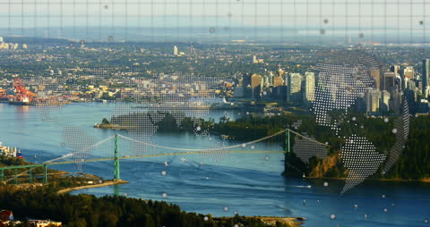 Digital Interface Tech Overlay on Cityscape