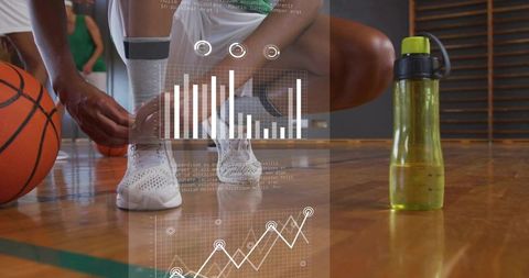 Athlete preparing for game with interactive data analysis