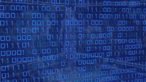 Binary Code Display on Vertical Digital Wall