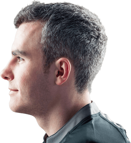 Transparent Profile View of Male Rugby Player in Gear
