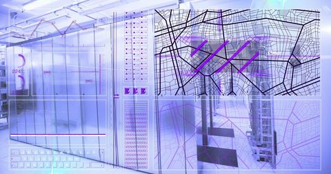 Digital Grid Overlay on Advanced Data Servers - Download Free Stock Images Pikwizard.com