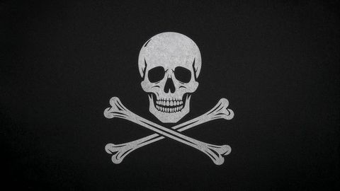 Pirate ship skull and crossbones gothic emblem