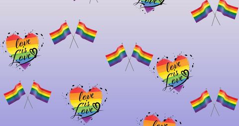 Rainbow Flags and Hearts Pattern Celebrating LGBTQ Pride