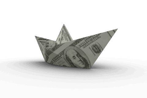 Boat Made of Cash on Transparent Background Illustrating Financial Concepts