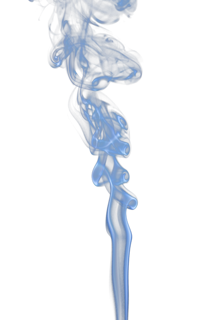 Flowing blue smoke swirling beautifully on a transparent background. Useful in design layouts, decorative purposes, backgrounds for websites, graphic design projects, or creating eerie and fantasy-themed compositions.