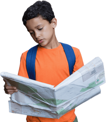 curious schoolboy on transparent background reading large map - Download Free Stock Videos Pikwizard.com