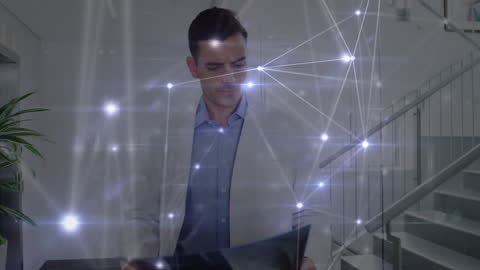 Doctor Analyzing X-Ray with Digital Data Interface Overlay