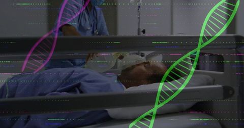 Emergency resuscitation in hospital ward with dna overlay