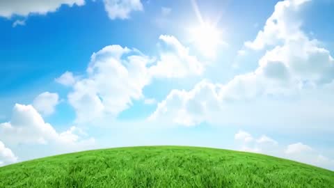 Sunny Day Cinemagraph with Moving Clouds Over Green Hill
