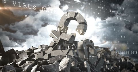 Collapsing pound symbol with cybersecurity threats