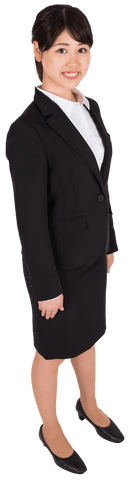 Transparent Background Smiling Asian Businesswoman in Formal Suit