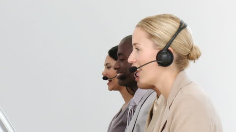 Call Center Team Engaged in Customer Service