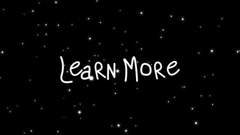 Animated Learn More Text with Twinkling Stars Background