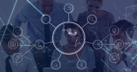 Business Team Analyzing Global Digital Interface Network - Download Free Stock Images Pikwizard.com