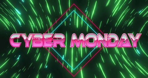 Cyber Monday Neon Digital Background with Light Trails
